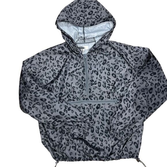 Thread & supply animal print windbreaker hooded jacket grey size large - Picture 1 of 16